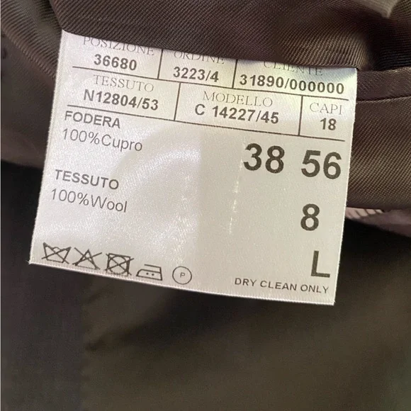 CANALI Made in Italy Brown/Blue/White Pinstripe 100% Wool 2-Button Blazer SZ 44L